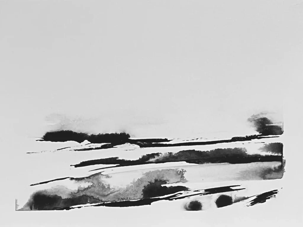 original 12 Indian Ink painting by paper and lan, contemporary Yorkshire landscape art