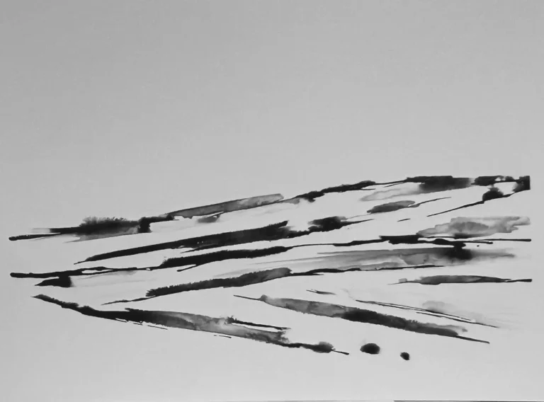original 16 Indian Ink painting by paper and lan, contemporary Yorkshire landscape art