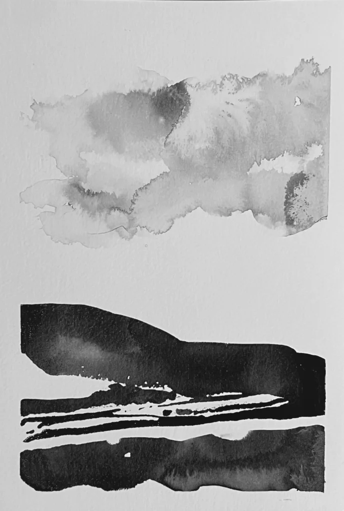 original 2 Indian Ink painting by paper and lan, contemporary Yorkshire landscape art